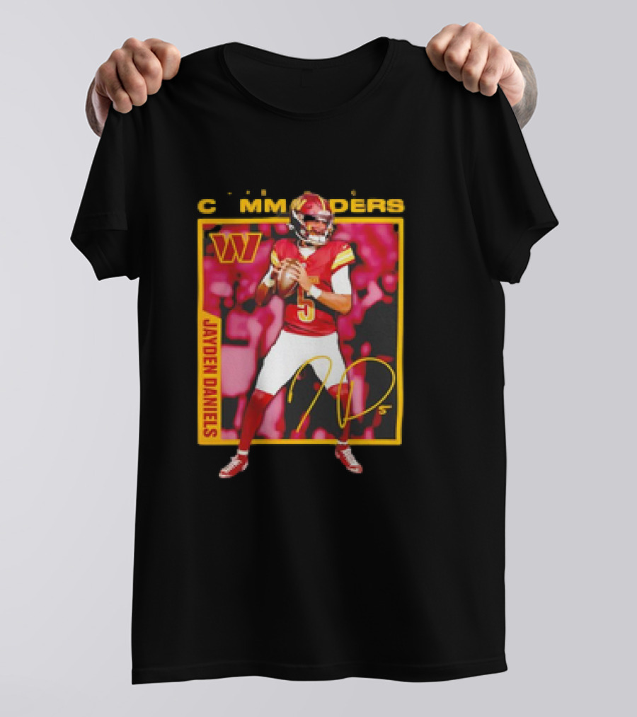 Jayden Daniels Washington Commanders Signature Football T-Shirt