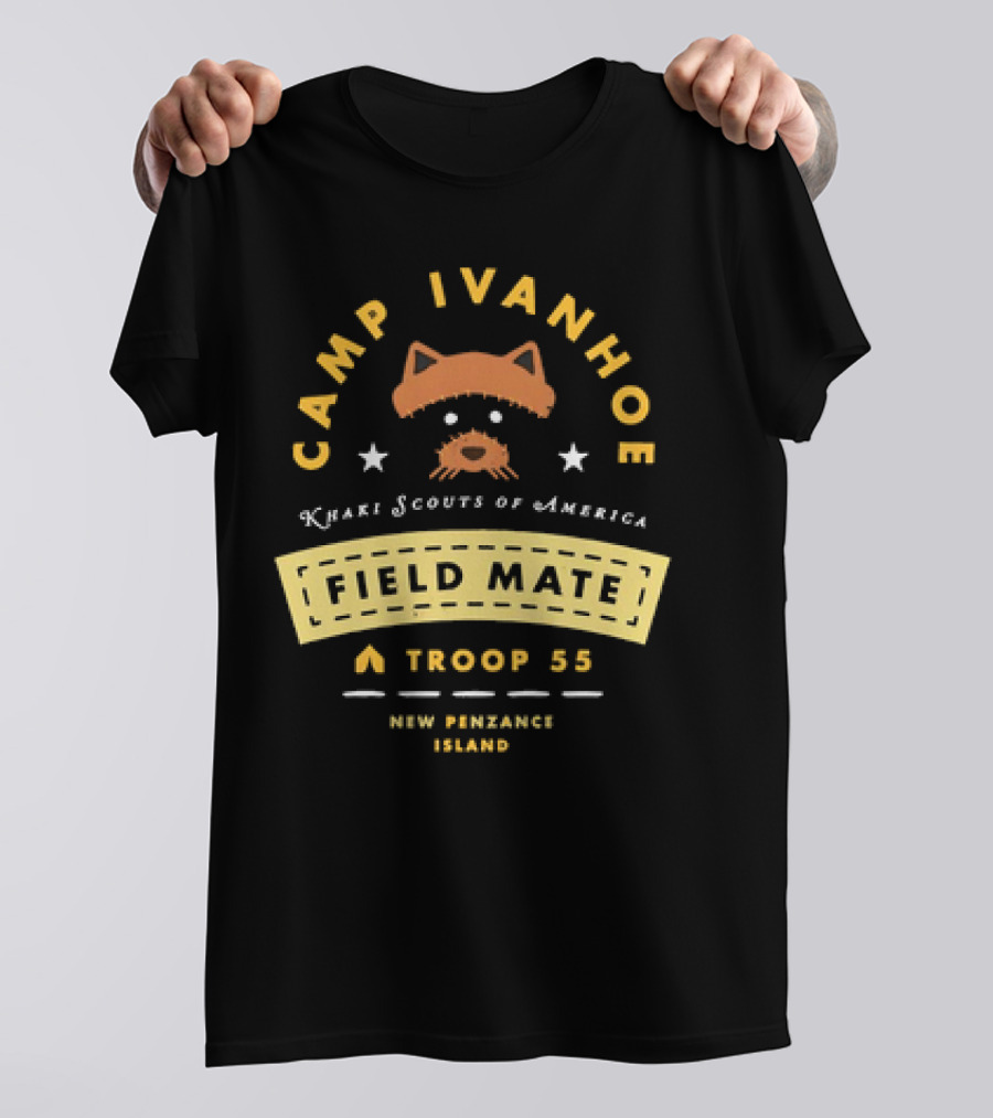 Camp Ivanhoe Khaki Scouts Of America Field Mate Troop 55 New Penzance Island Moonrise Kingdom T-Shirt