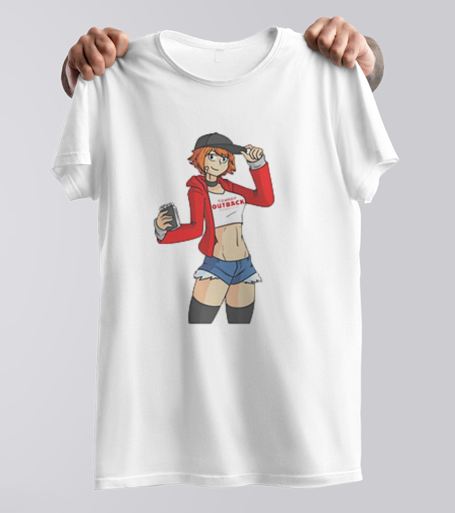Tomboy Outback Steakhouse Anime Character With Casual Style And Red Jacket T-Shirt