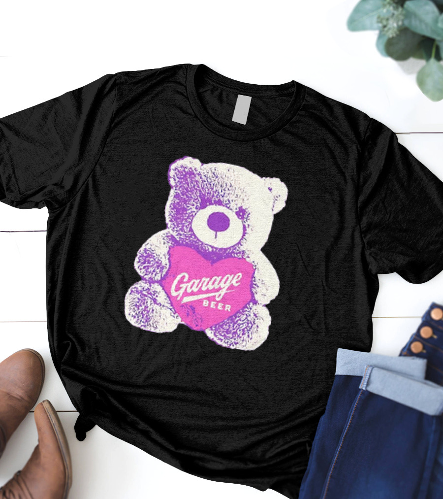 Garage Beer Teddy Bear Heart Retro Plush T-Shirt