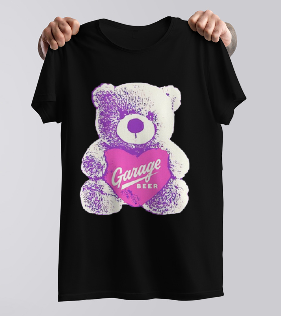 Garage Beer Teddy Bear Heart Retro Plush T-Shirt