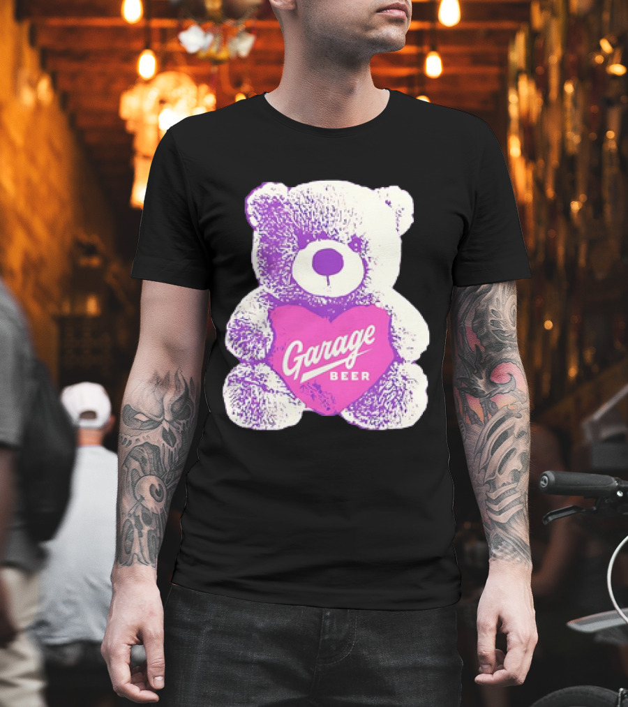 Garage Beer Teddy Bear Heart Retro Plush T-Shirt