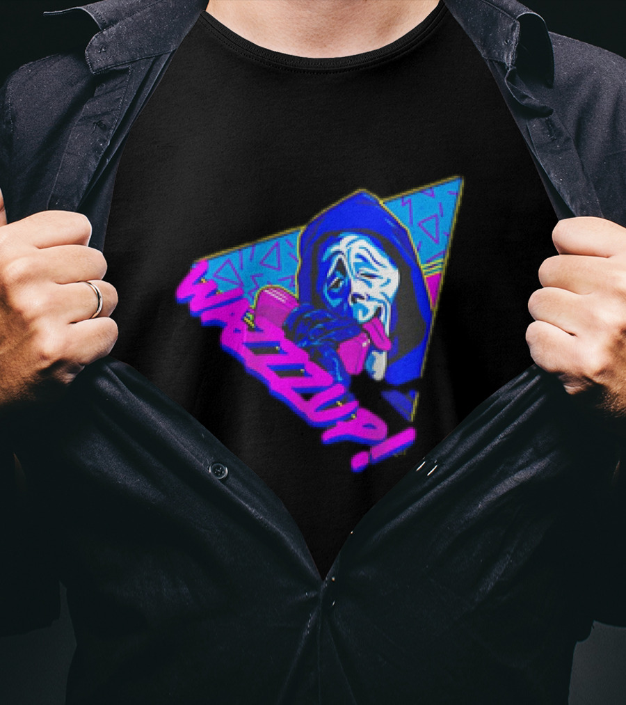 Ghostface Scream Wazzup 90s Neon Vibes T-Shirt