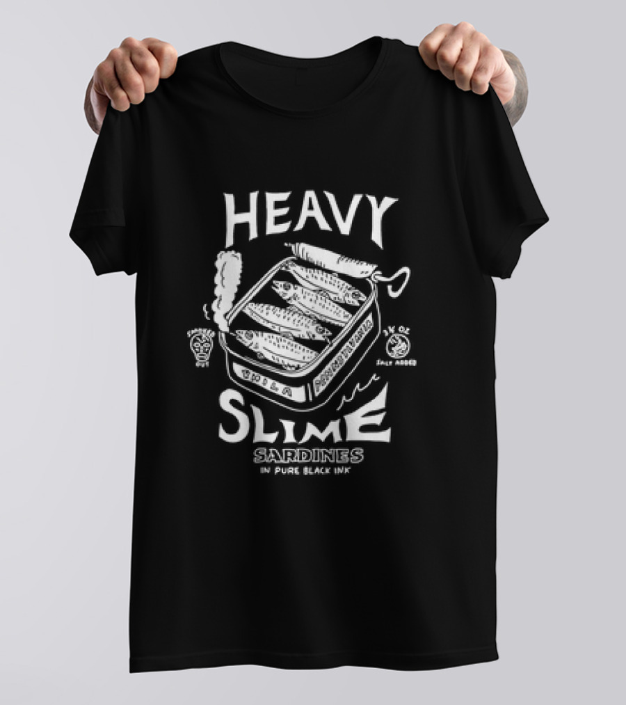 Heavy Slime Sardines In Pure Black Ink Heavy Metal Style Can T-Shirt