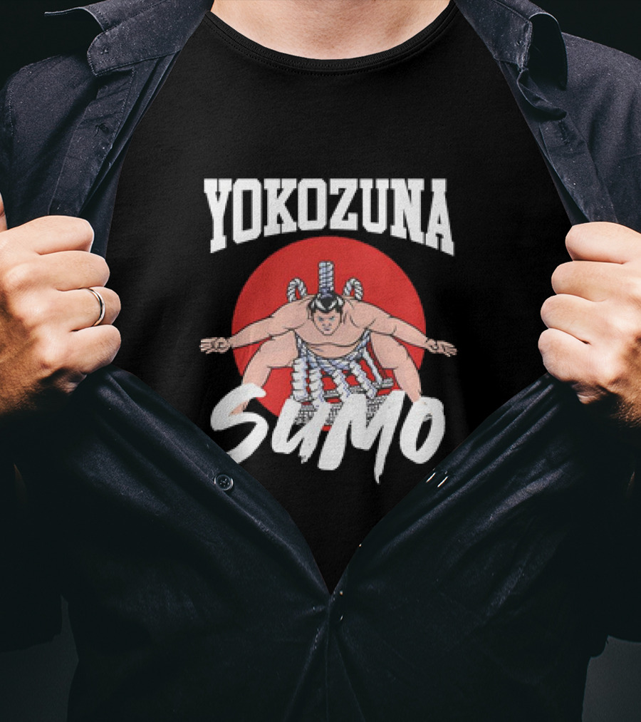 Yokozuna Sumo Japan Vintage Red Sun Background T-Shirt