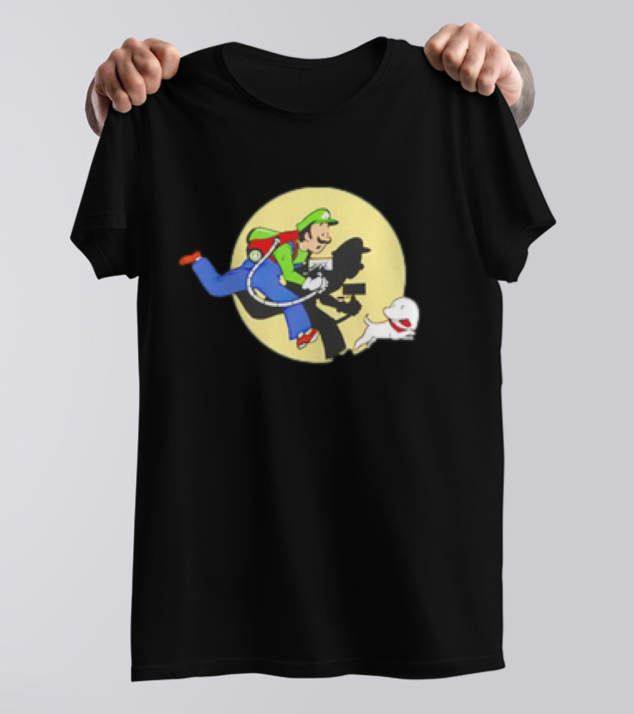 Luigi’s Mansion X The Adventures Of Tintin Luigi And Snowy Shadow Scene T-Shirt