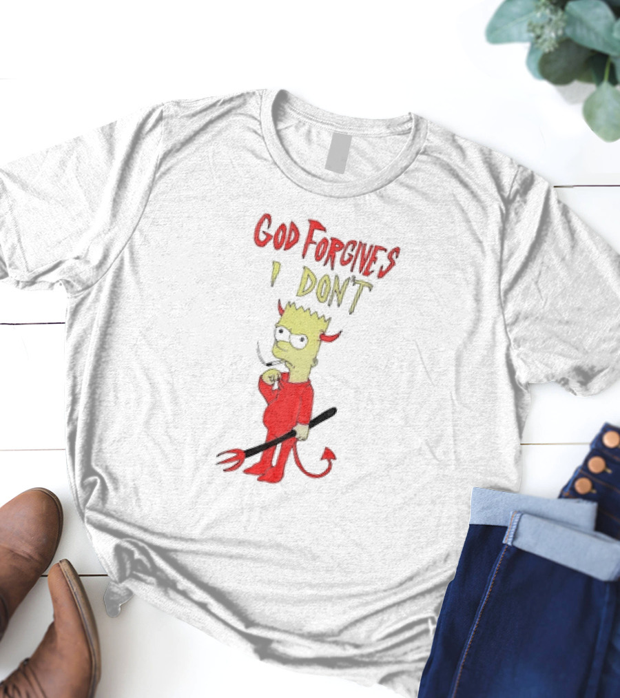 God Forgives I Don’t Bart Simpson Devil Costumed Character Smoking T-Shirt