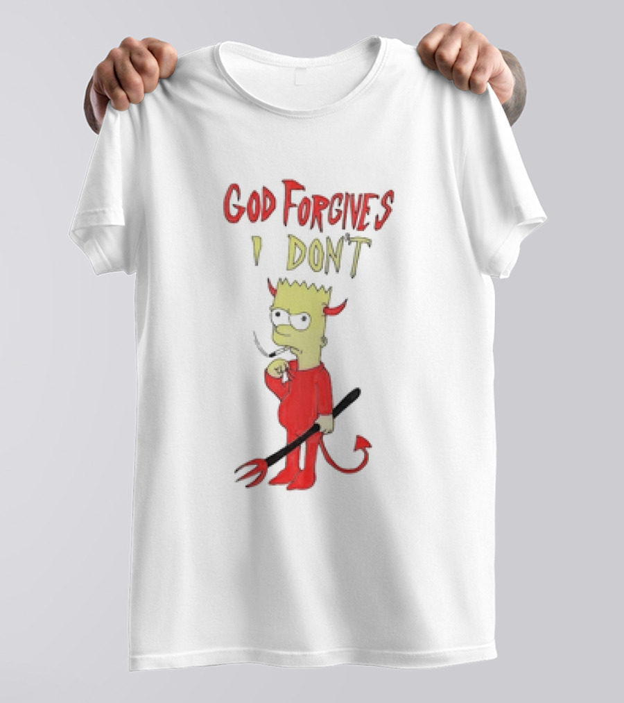 God Forgives I Don’t Bart Simpson Devil Costumed Character Smoking T-Shirt