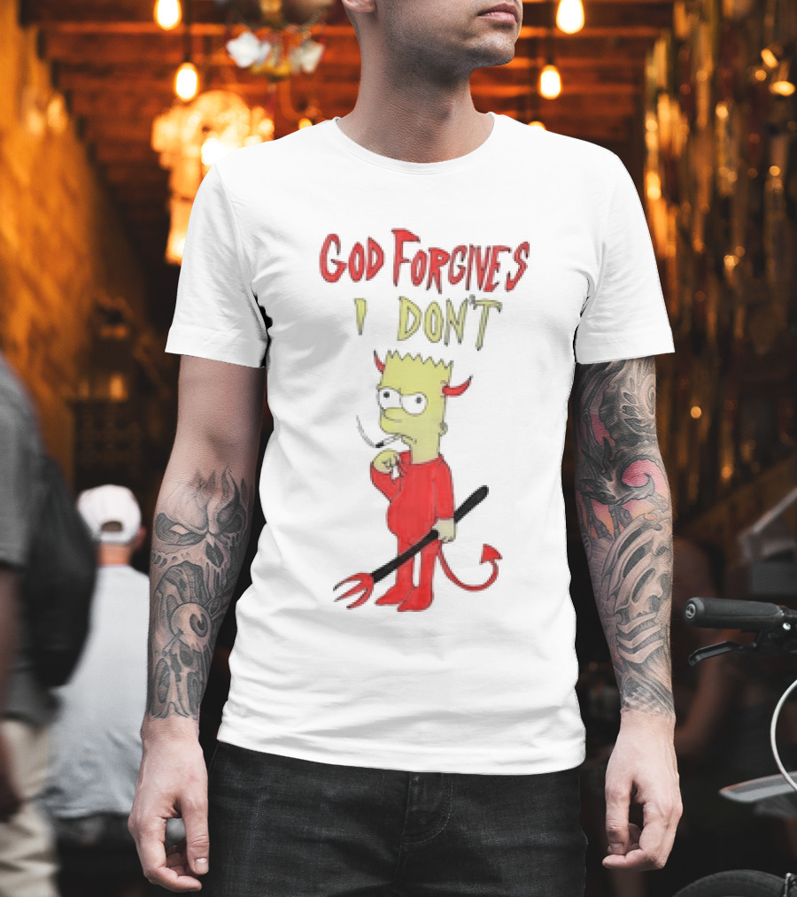 God Forgives I Don’t Bart Simpson Devil Costumed Character Smoking T-Shirt