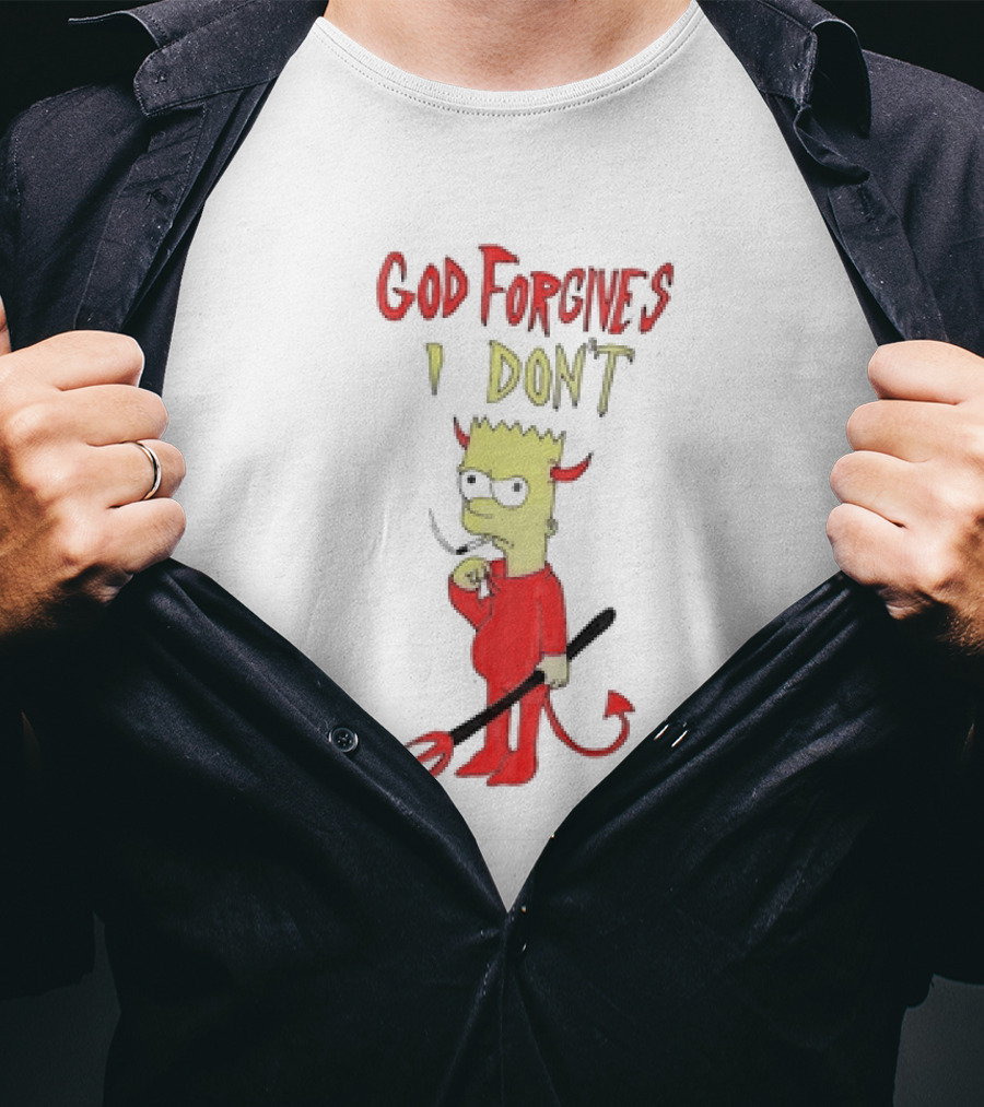 God Forgives I Don’t Bart Simpson Devil Costumed Character Smoking T-Shirt