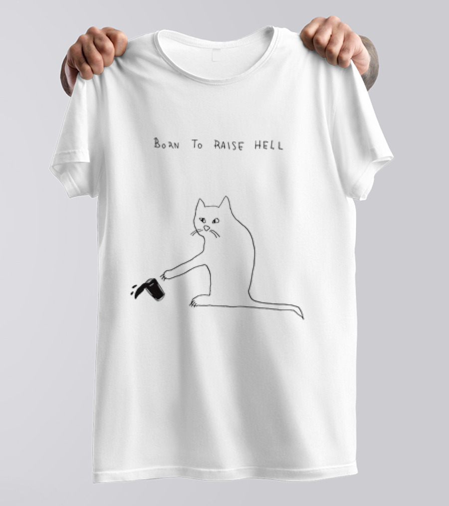 Born To Raise Hell Cat Spilling Coffee T-Shirt
