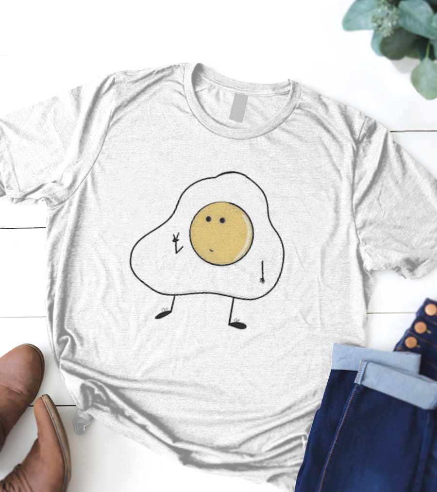 Just A Picture Of Eggboy Peace Gesture Cartoon Fried Egg Character T-Shirt