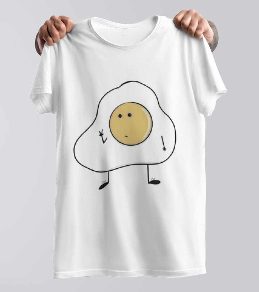 Just A Picture Of Eggboy Peace Gesture Cartoon Fried Egg Character T-Shirt