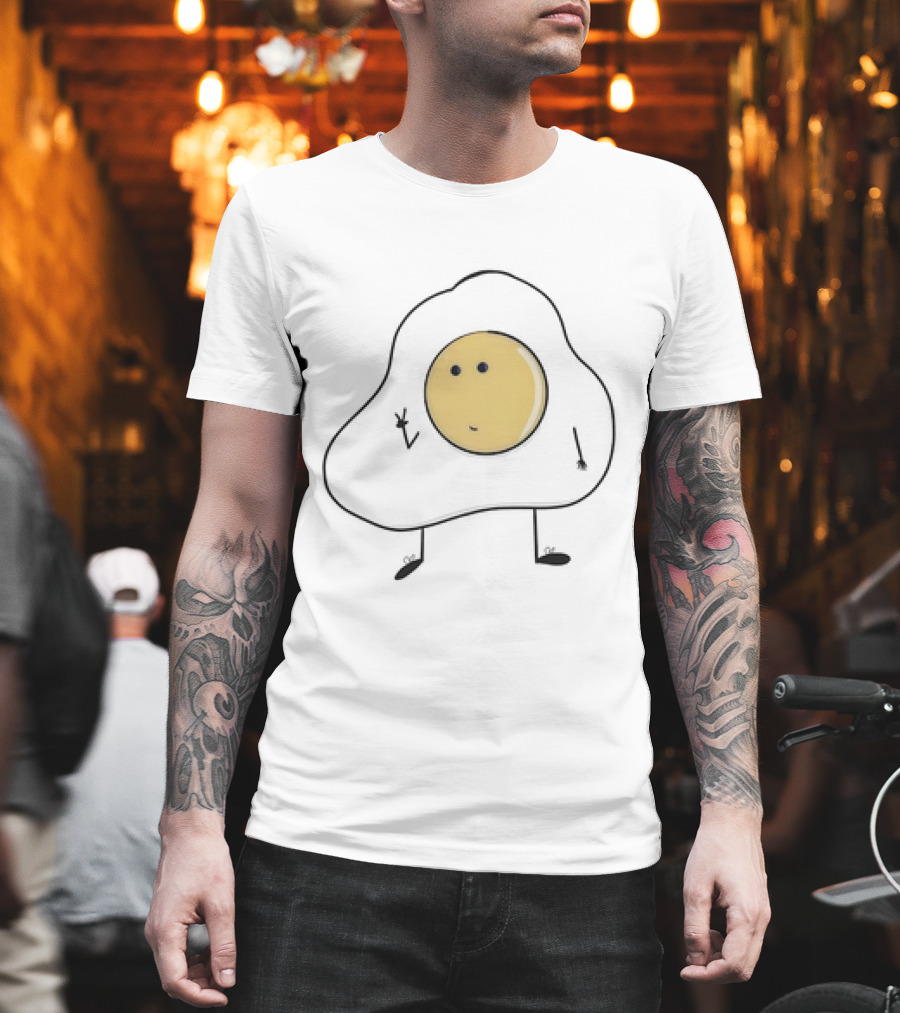 Just A Picture Of Eggboy Peace Gesture Cartoon Fried Egg Character T-Shirt