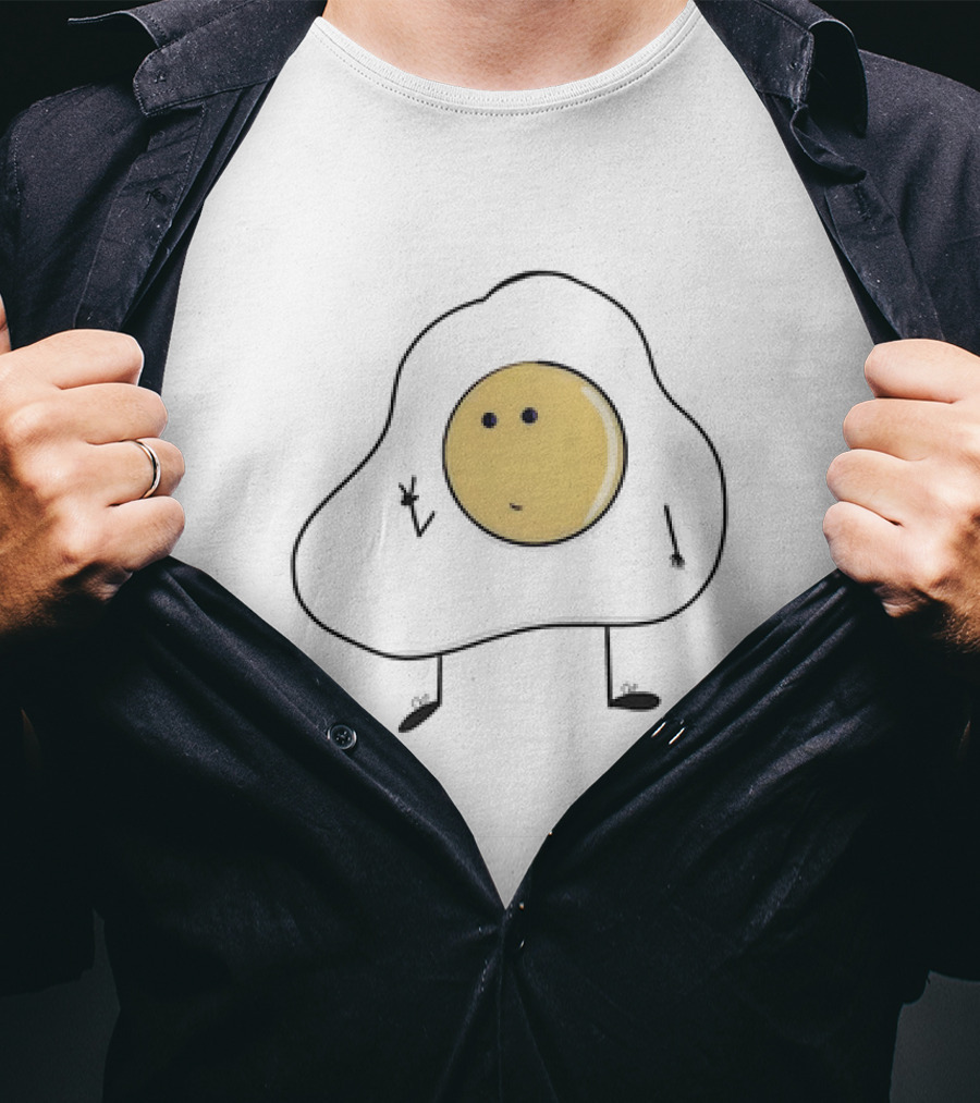 Just A Picture Of Eggboy Peace Gesture Cartoon Fried Egg Character T-Shirt