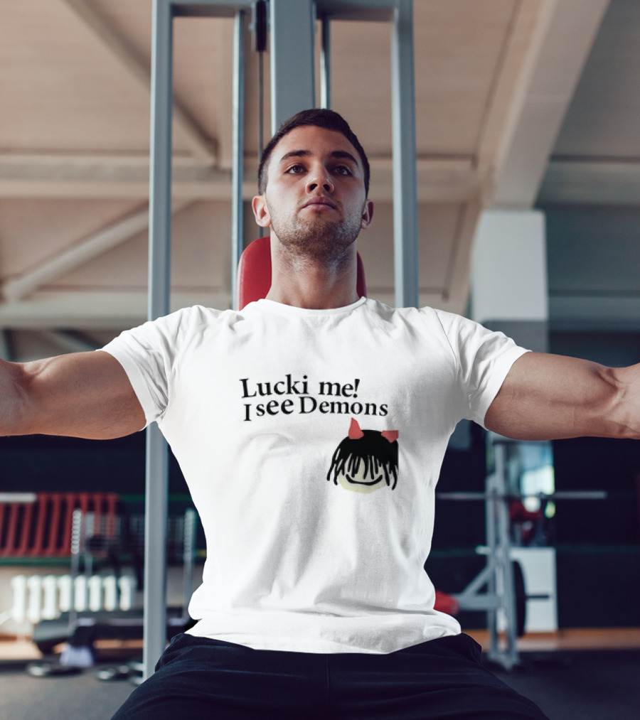 Lucki Me I See Demons Black Hairstyle Red Horns Face T-Shirt
