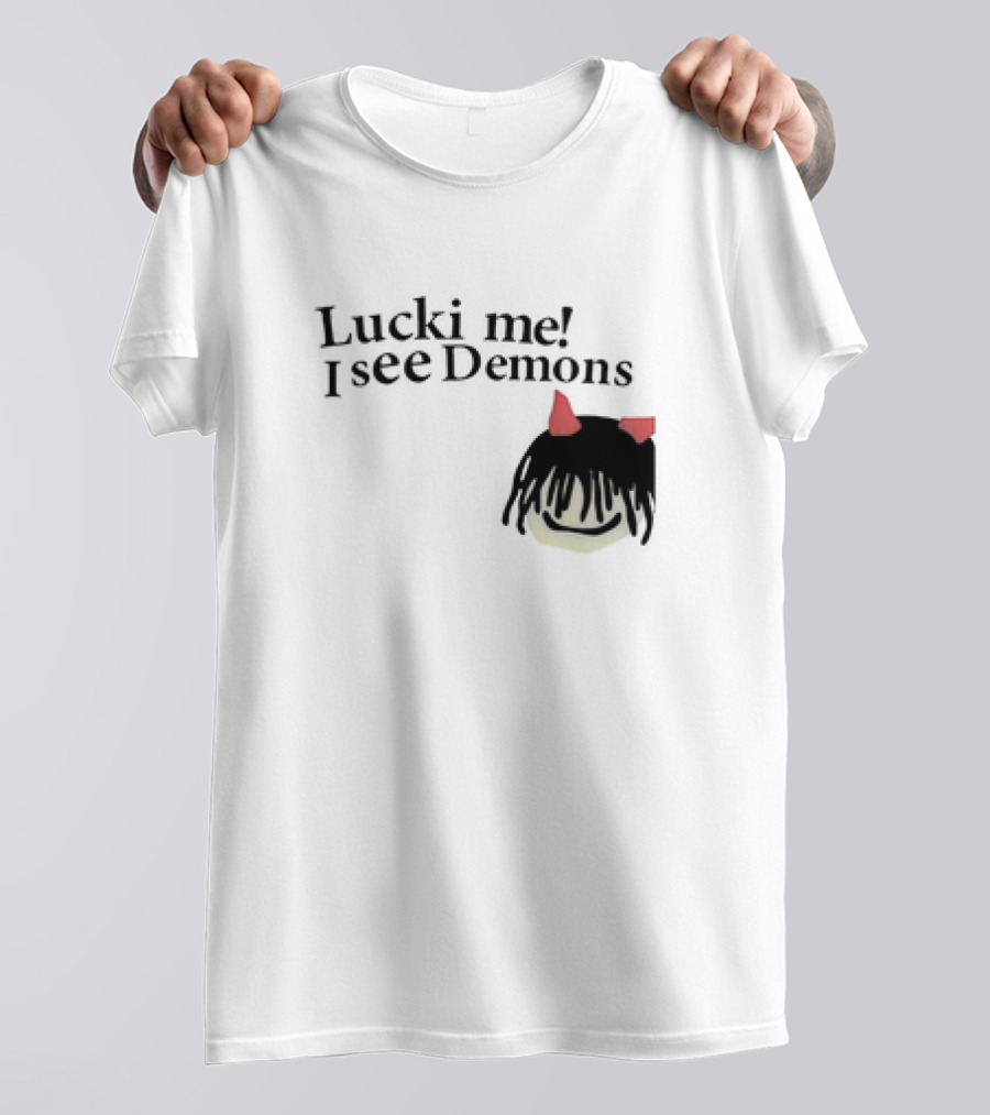 Lucki Me I See Demons Black Hairstyle Red Horns Face T-Shirt