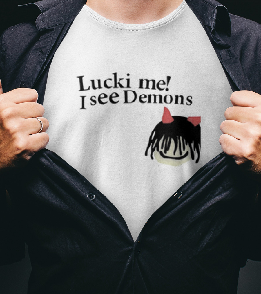 Lucki Me I See Demons Black Hairstyle Red Horns Face T-Shirt