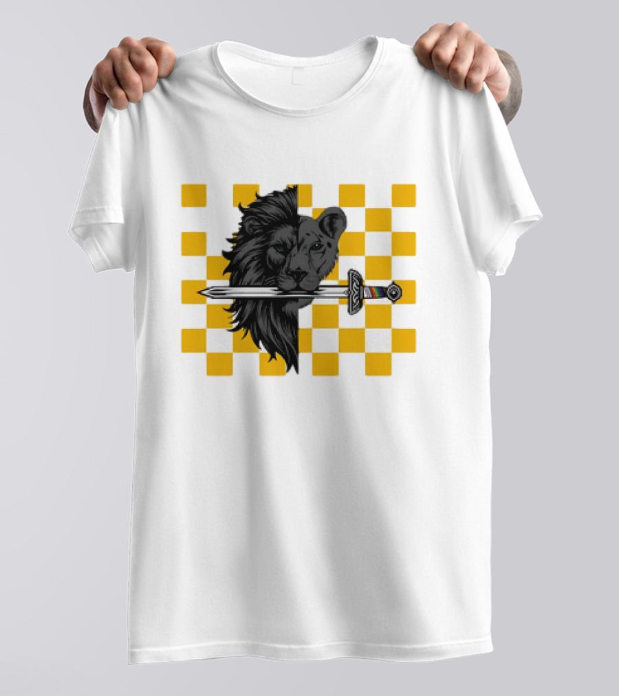 The Pride Classic Lion With Sword And Yellow Checkered Background T-Shirt