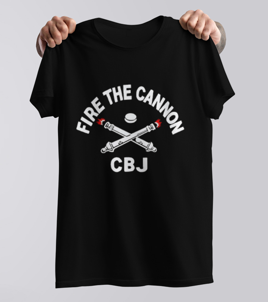 FIRE THE CANNON CBJ Hockey Sticks And Puck T-Shirt