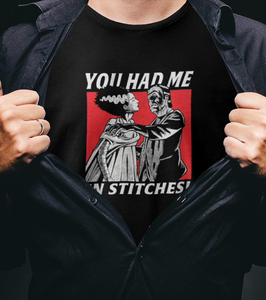 Frankenstein And The Bride You Had Me In Stitches Retro Monster Dance T-Shirt