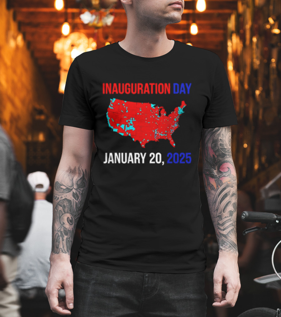 INAUGURATION DAY JANUARY 20, 2025 USA Map Red Blue T-Shirt