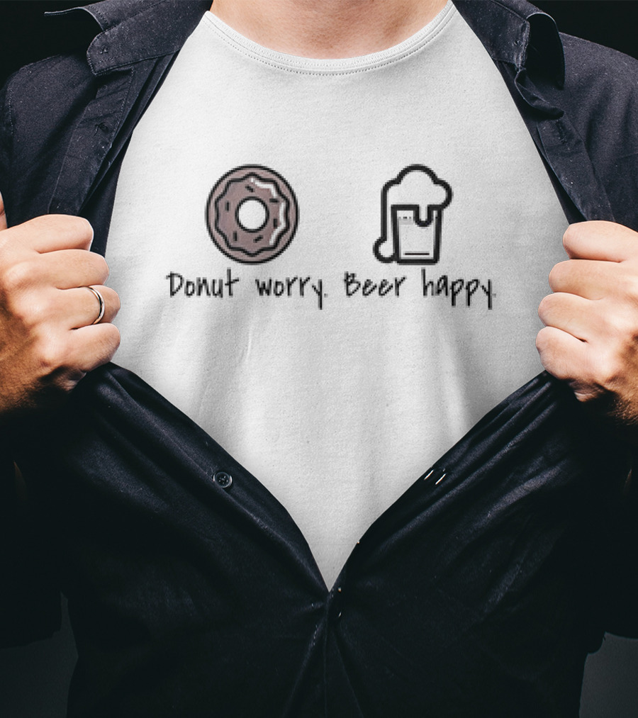 Donut Worry Beer Happy Donut Beer Icons T-Shirt