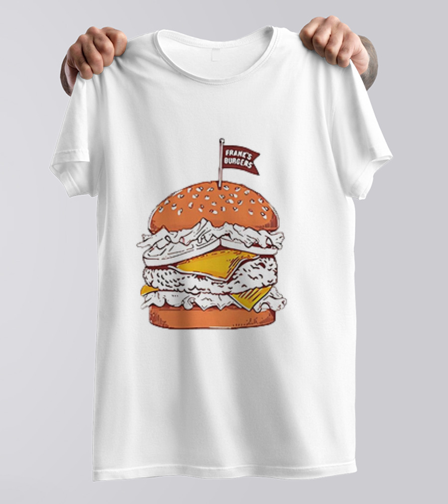 Frank’s Burgers Cheeseburger With Lettuce And Flag T-Shirt