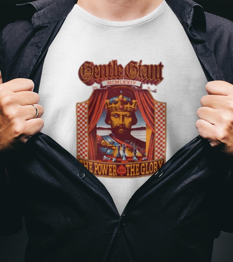 Gentle Giant MCMLXXIV The Power And The Glory King Chessboard Curtain T-Shirt
