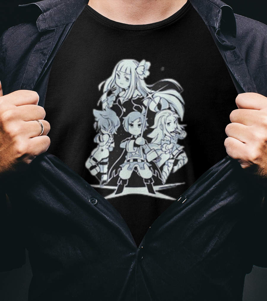 Bravely Default I'm Going All Out Anime Style Character Ensemble T-Shirt
