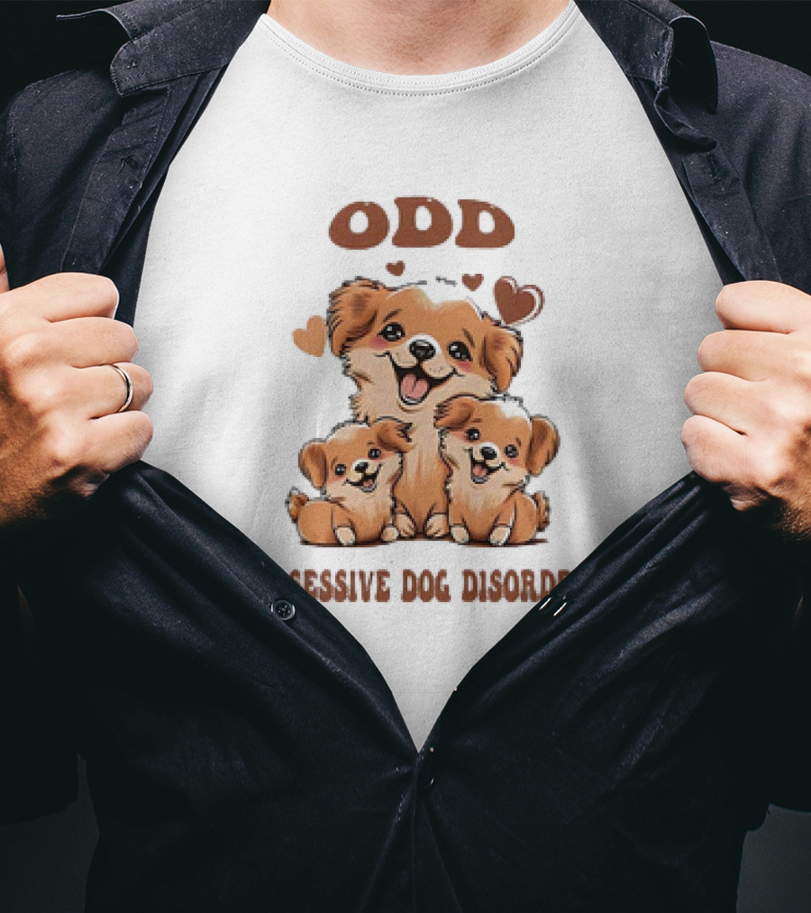 ODD Obsessive Dog Disorder Cute Puppy Family With Hearts T-Shirt