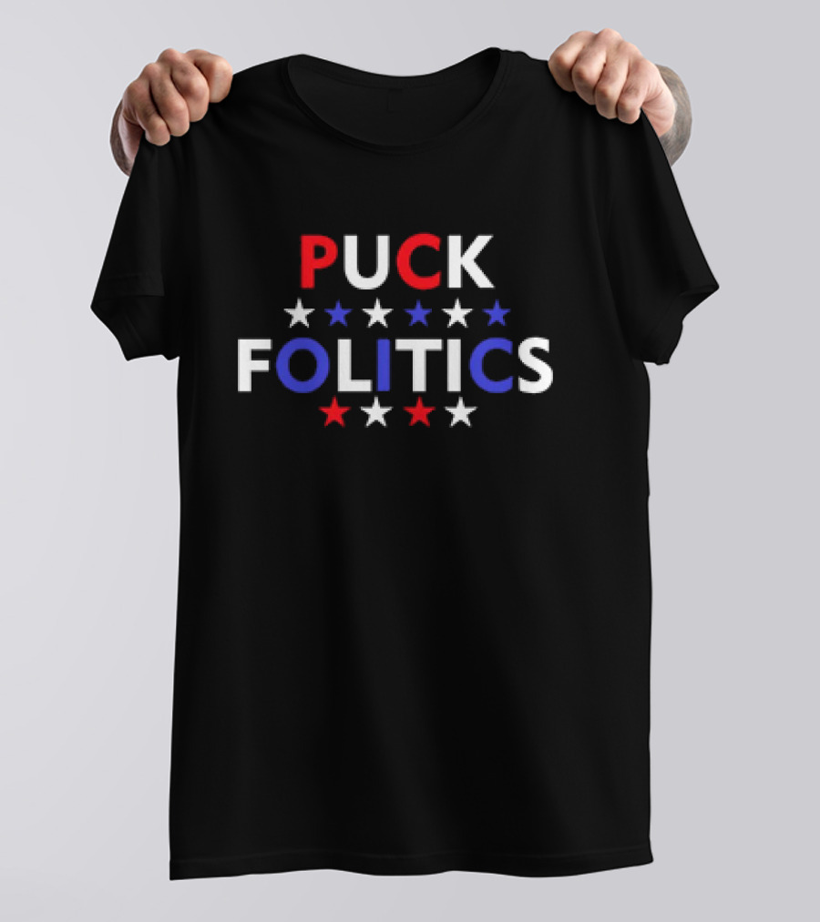 Puck Folitics Stars Red White Blue T-Shirt