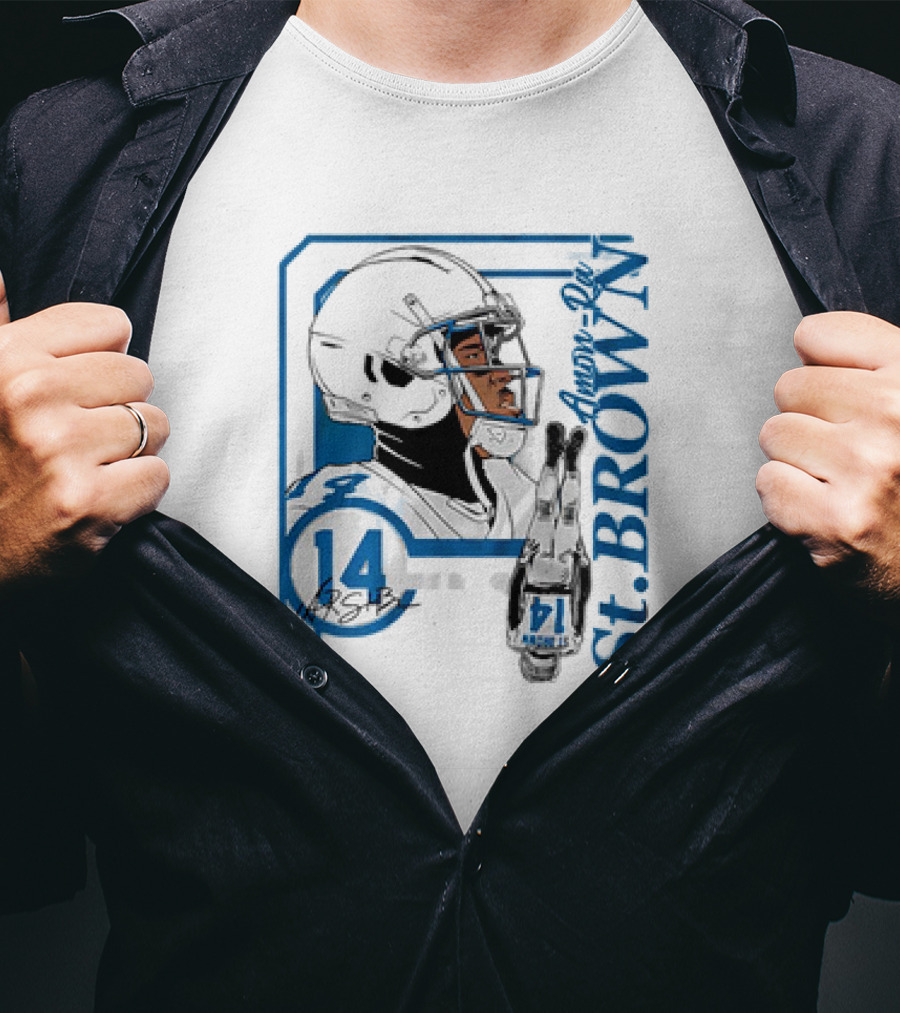 Amon-Ra St. Brown 14 Detroit Lions NFL Football Vintage Collage T-Shirt