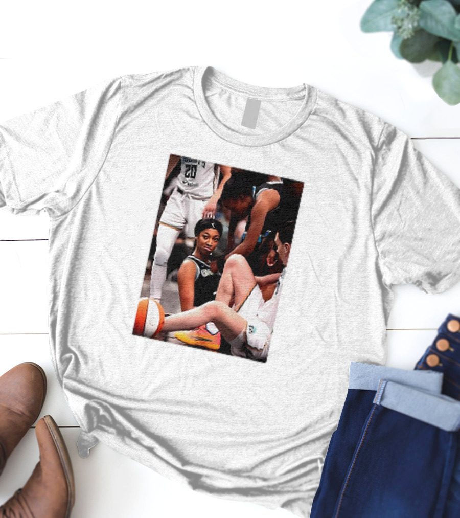 Angel Reese Determined Poised Basketball Court Moment T-Shirt
