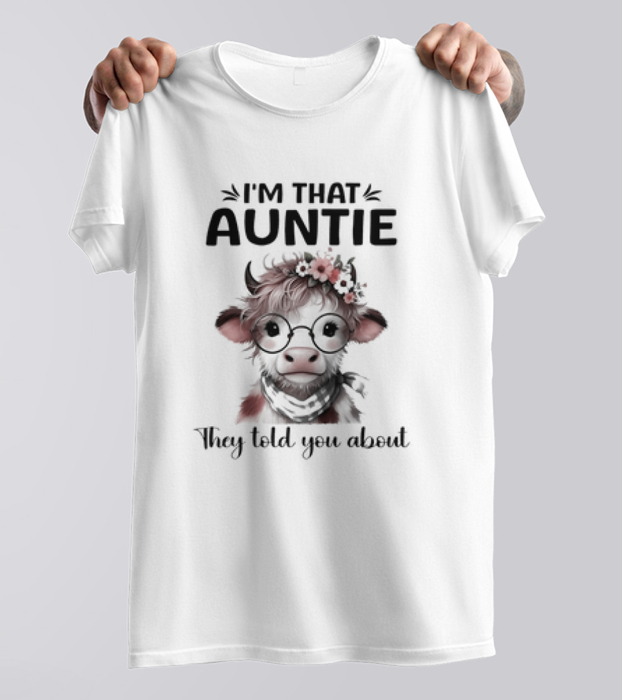 I'm That Auntie They Told You About Cow With Glasses And Flowers T-Shirt
