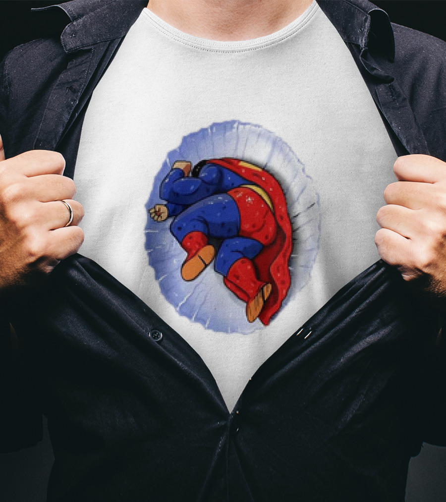 Superman X Yamcha Fallen Hero Parody Crossover T-Shirt