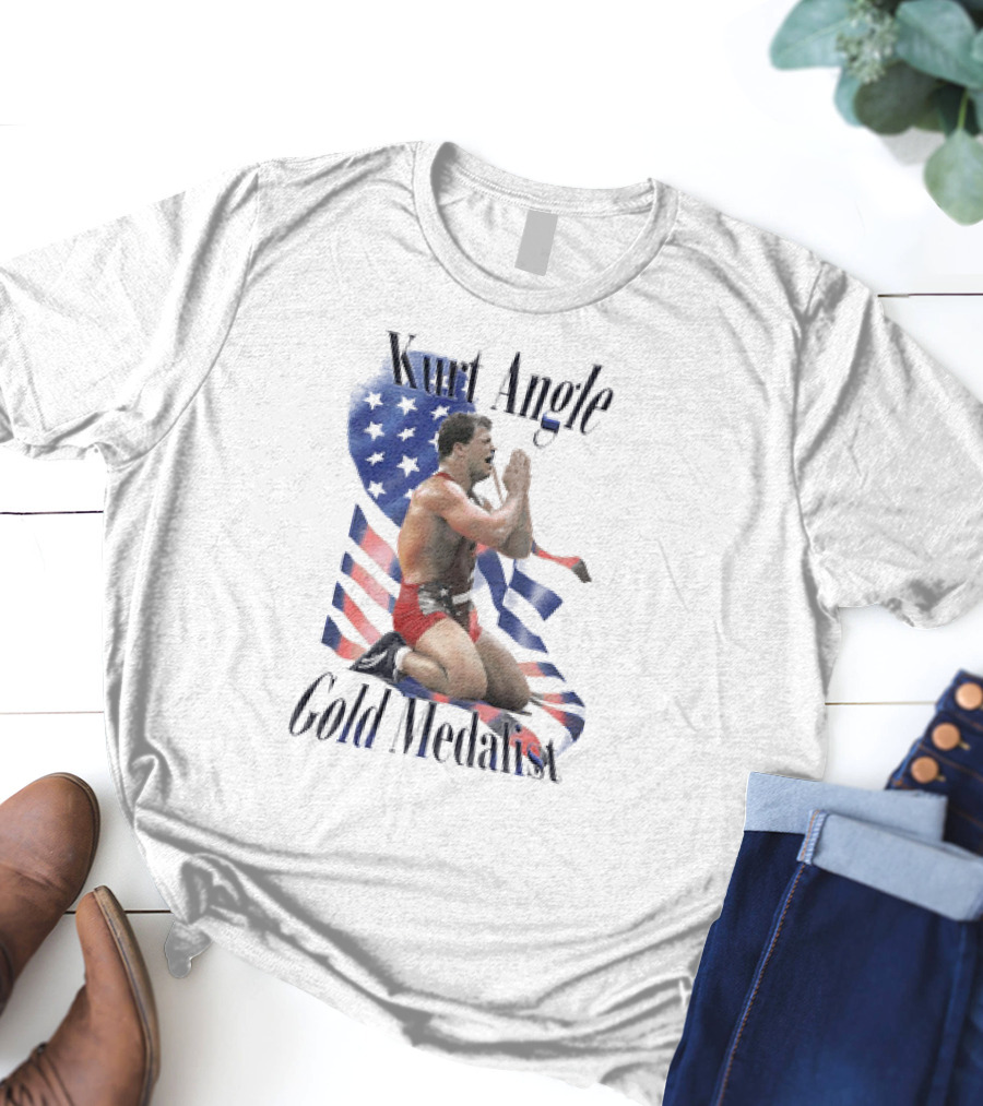 Kurt Angle Gold Medalist American Flag Wrestling Victory T-Shirt