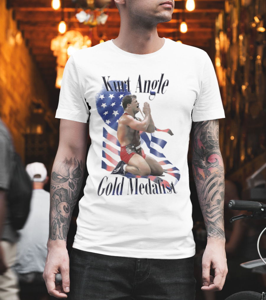 Kurt Angle Gold Medalist American Flag Wrestling Victory T-Shirt