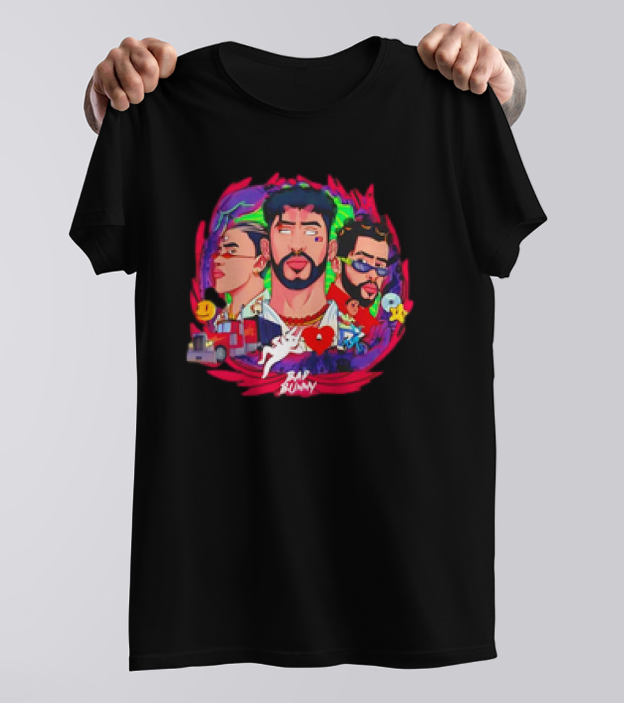 Bad Bunny X 100PRE Vintage Colorful Portraits And Iconic Symbols T-Shirt