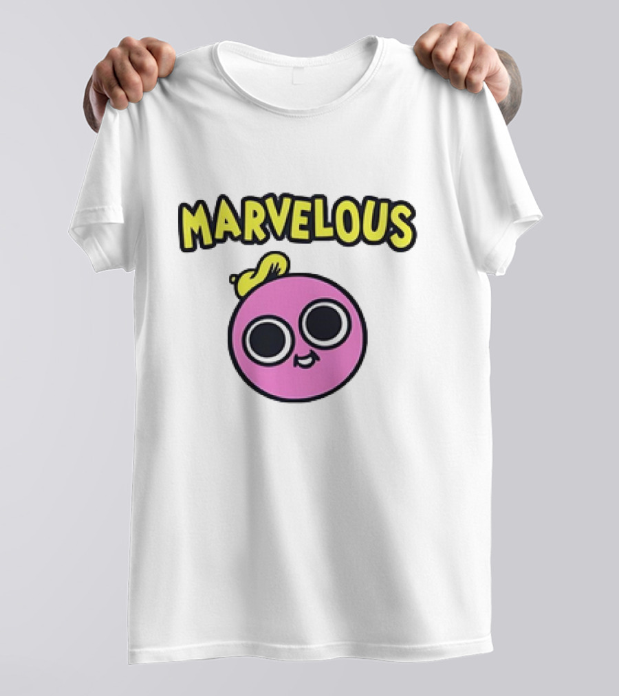 MARVELOUS Cute Pink Smiley Face With Large Eyes And Yellow Hair T-Shirt