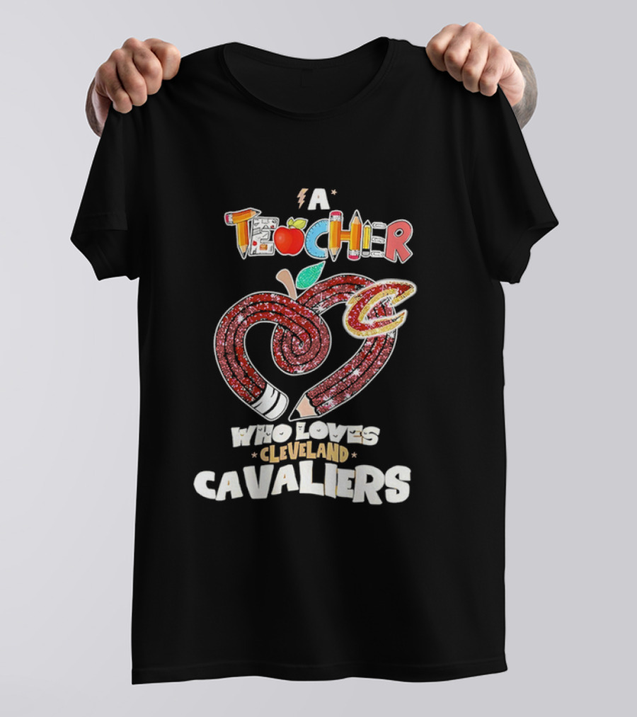 Teacher Heart Pencil Apple Cleveland Cavaliers T-Shirt