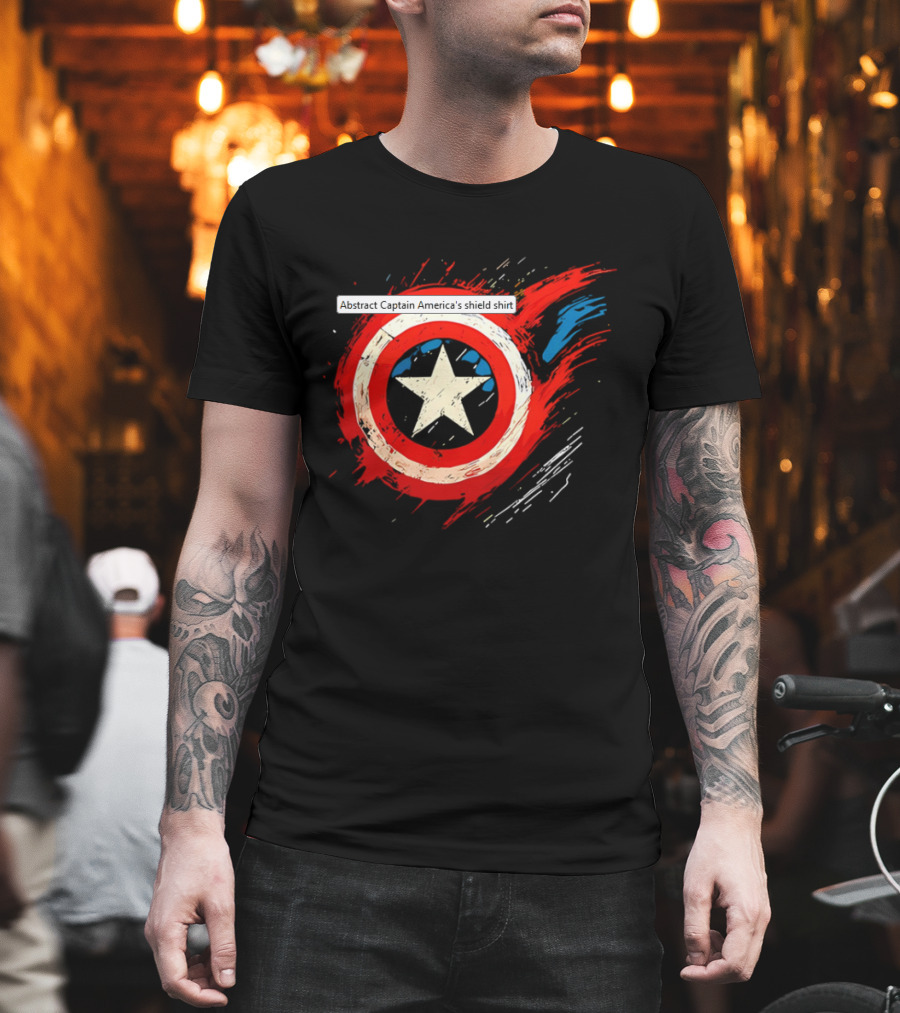Abstract Captain America’s Shield With Star And Brush Strokes T-Shirt
