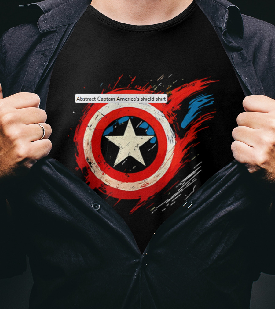 Abstract Captain America’s Shield With Star And Brush Strokes T-Shirt