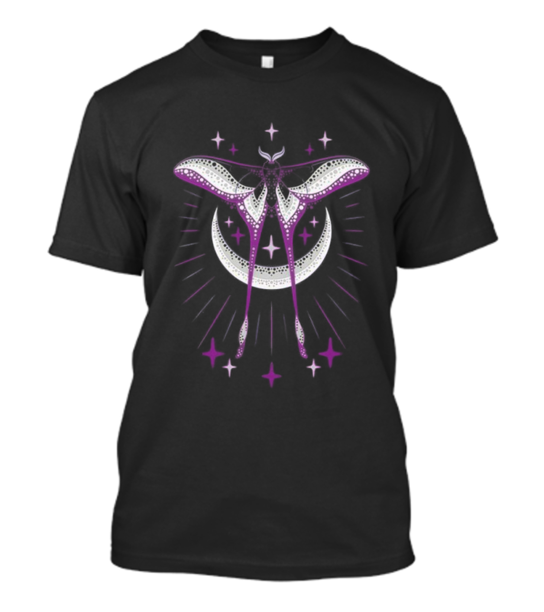 Ace Moonmoth With Crescent Moon And Radiant Stars T-Shirt