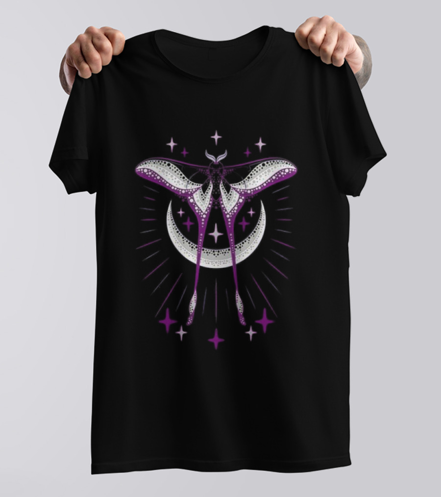 Ace Moonmoth With Crescent Moon And Radiant Stars T-Shirt