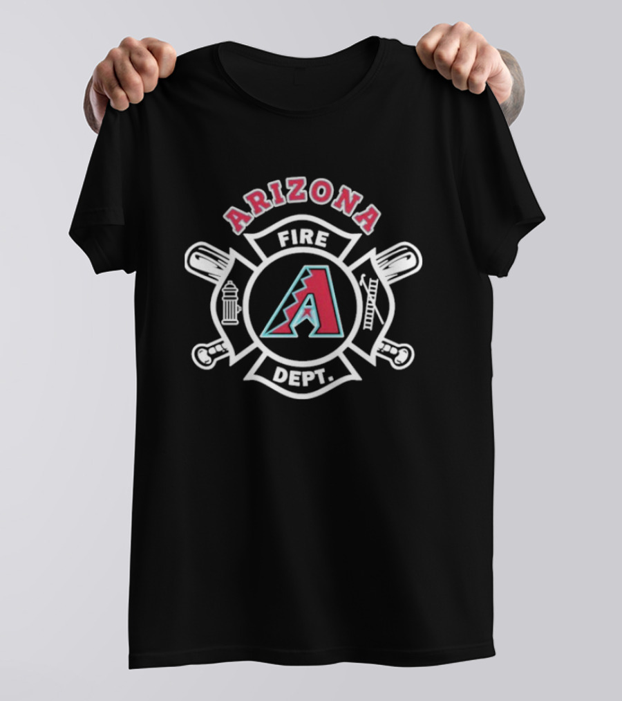 Arizona Diamondbacks Fire Dept Axe Hydrant Baseball Emblem T-Shirt