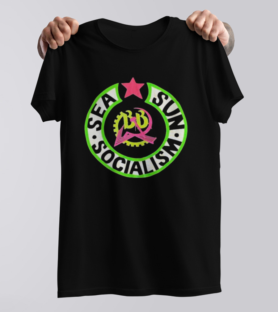 Billy Bragg Sea Sun Socialism LD Star Circle T-Shirt