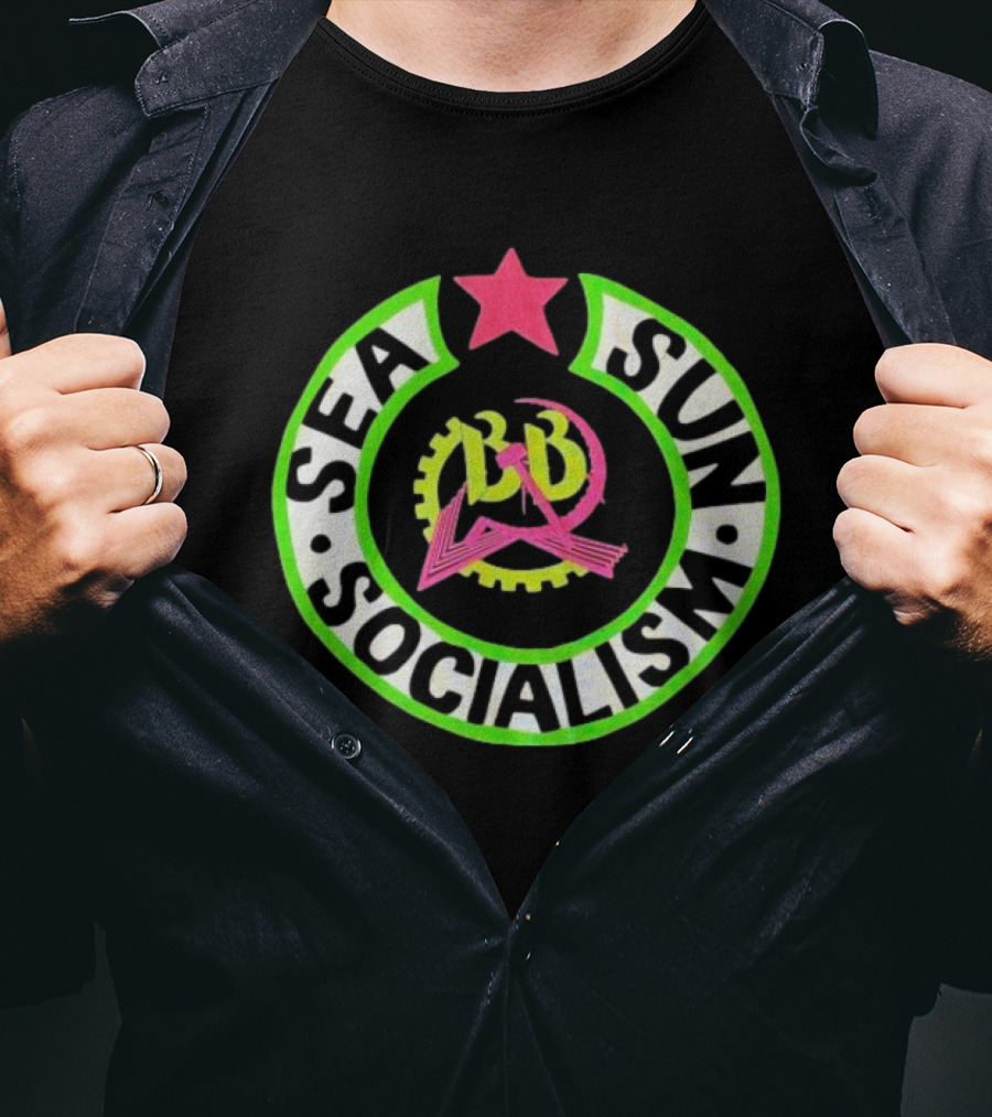 Billy Bragg Sea Sun Socialism LD Star Circle T-Shirt