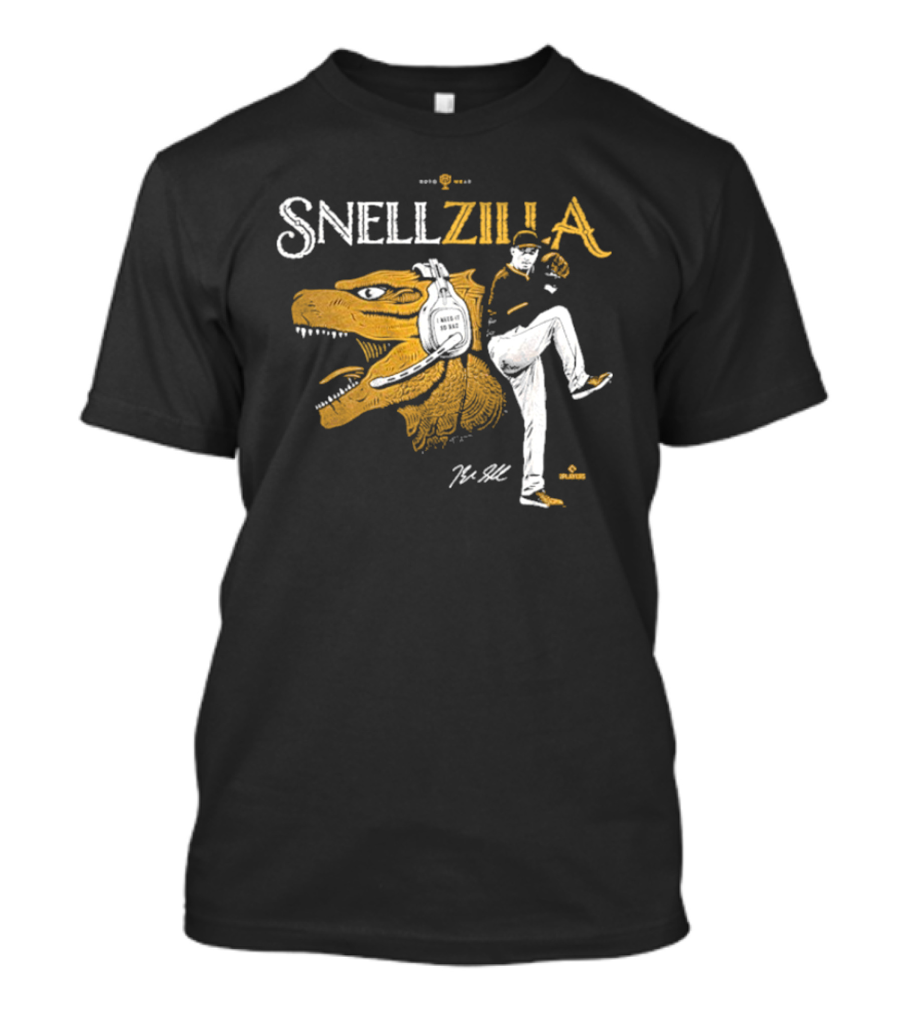 Blake Snell Snellzilla Pitching With Dinosaur Graphic Signature T-Shirt