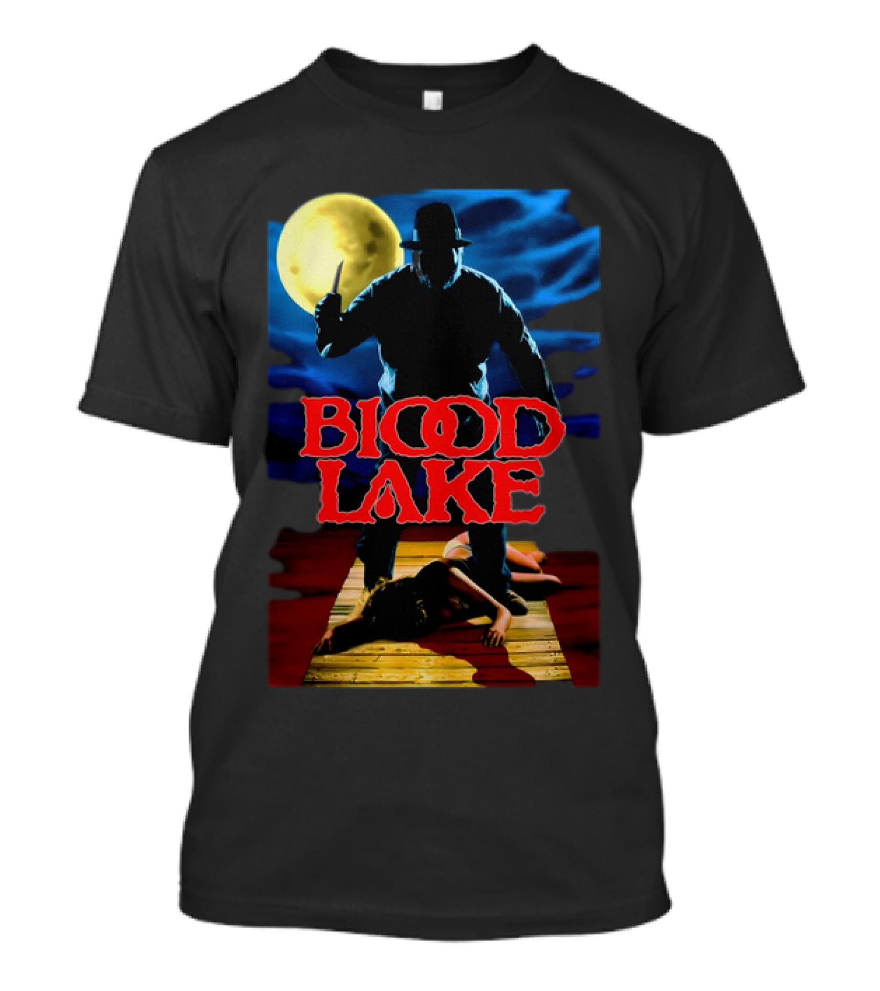 Blood Lake Horror Movie Moonlit Killer Silhouette T-Shirt